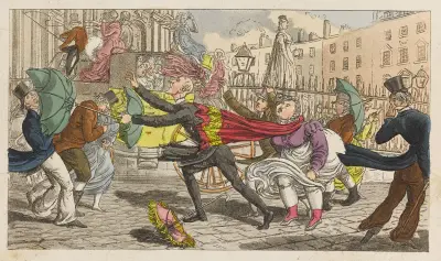 Doktor Syntax i St. Paul's Church Yard, våt och blåsig dag av Thomas Rowlandson