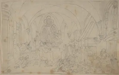 Dr. Syntax och de pensionerade rävjägarna av Thomas Rowlandson