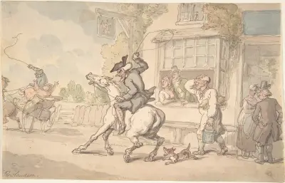 Dr. Syntax with a Balky Horse Before an Inn av Thomas Rowlandson