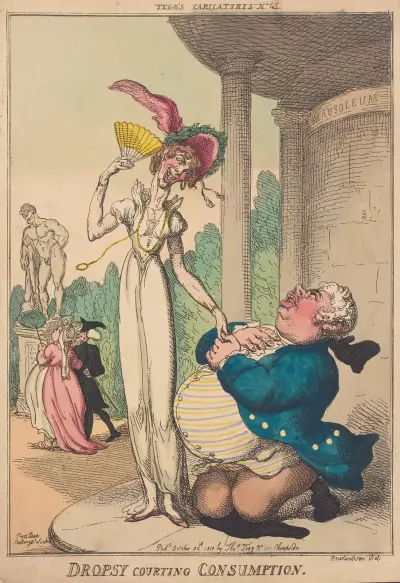 Dropsy courting Consumption av Thomas Rowlandson