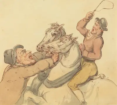 Drovers With A Pair Of Rearing Horses av Thomas Rowlandson