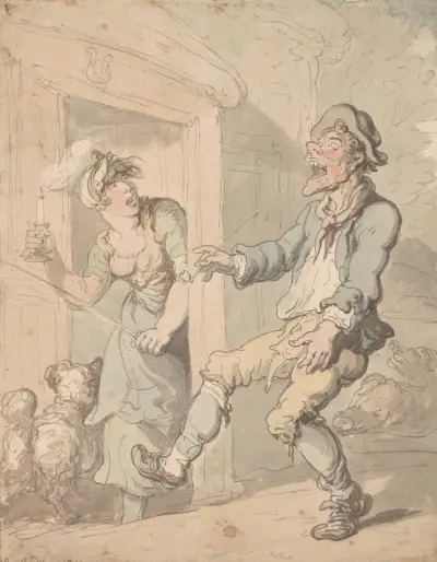 Drunkard’s return, Thomas Rowlandson