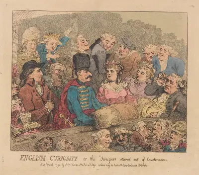 Engelsk nyfikenhet, eller Utlänningen stirrade ut ur räkningen av Thomas Rowlandson