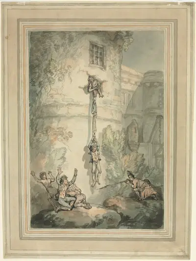 Escape of French Prisoners av Thomas Rowlandson