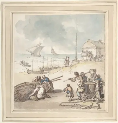 Figurer vid havskanten av Thomas Rowlandson