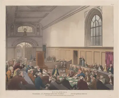Guildhall, Examination of a Bankrupt before his Creditors, Thomas Rowlandson