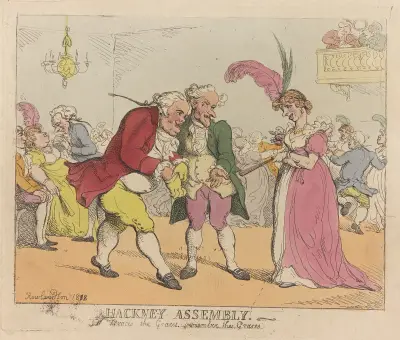 Hackney assembly. The Graces, the Graces, remember the Graces av Thomas Rowlandson