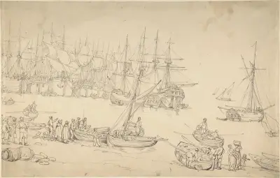 Hamnscen av Thomas Rowlandson