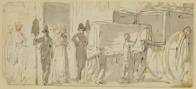Hearse receiving coffin, Thomas Rowlandson