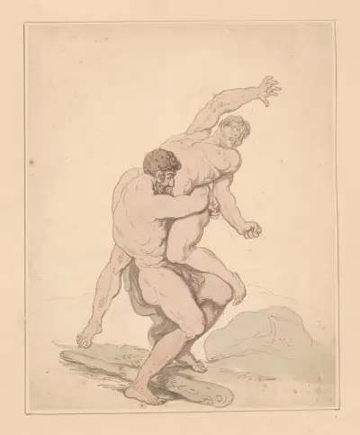 Hercules och Antaios av Thomas Rowlandson