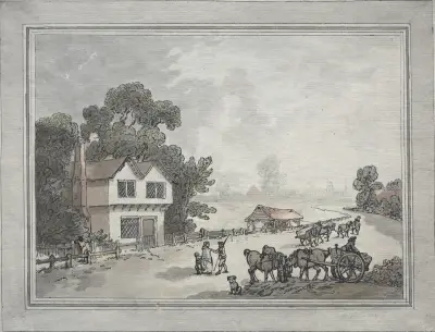 Hästar och kärror på en landsväg av Thomas Rowlandson