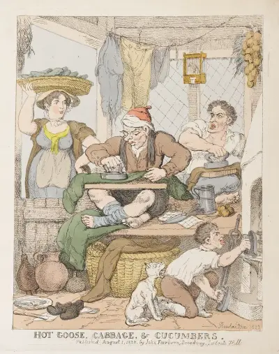 Hot goose, cabbage & cucumbers, Thomas Rowlandson