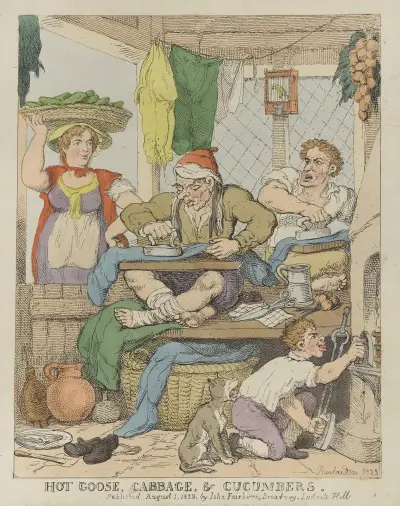 Hot goose, cabbage & cucumbers, Thomas Rowlandson
