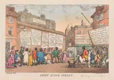 Joint stock street av Thomas Rowlandson