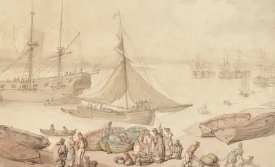 Loading ships, probably at Portsmouth, Thomas Rowlandson