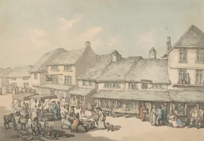 Marktplatz, Cornwall von Thomas Rowlandson