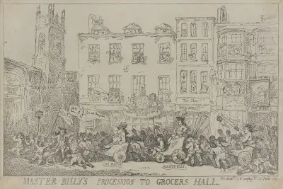 Master Billy’s procession to Grocers’ Hall, Thomas Rowlandson