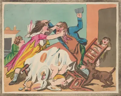 Miseries of wedlock; The tables turned, Thomas Rowlandson