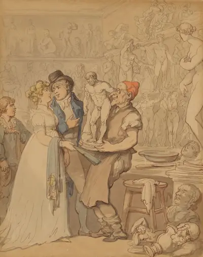 Modern som reflekterar över de antika verken av Thomas Rowlandson