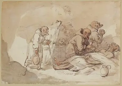 Monks and dying man von Thomas Rowlandson