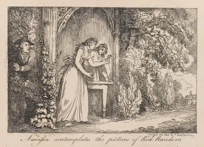 Narcissa contemplates the picture of Rod; Random, Thomas Rowlandson
