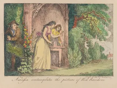 Narcissa contemplates the picture of Rod; Random., Thomas Rowlandson