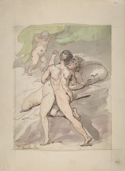 Nude Couple Embracing, Thomas Rowlandson
