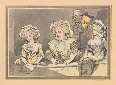 Opera box with three women, one man, Thomas Rowlandson
