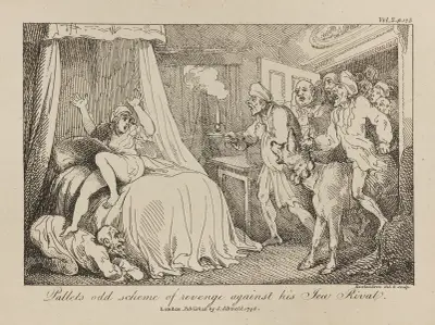 Pallets odd scheme of revenge against his Jew rival av Thomas Rowlandson