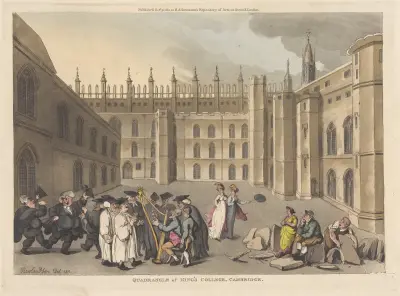 Quadrangle of King’s College, Cambridge, Thomas Rowlandson