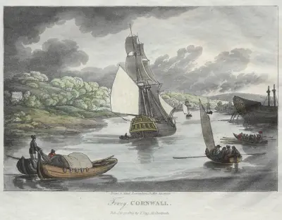Rowlandsons skisser från naturen; Fowey, Cornwall av Thomas Rowlandson