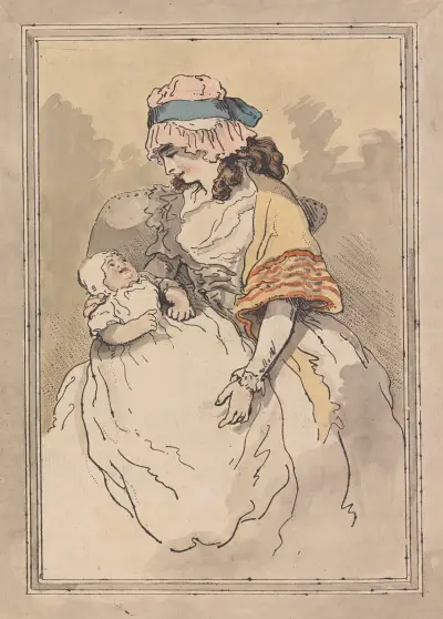 Seated woman with infant, Thomas Rowlandson