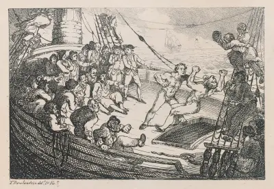 Skeppsstridsscen av Thomas Rowlandson