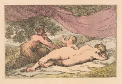 Sleeping Nymph and Satyr, Thomas Rowlandson