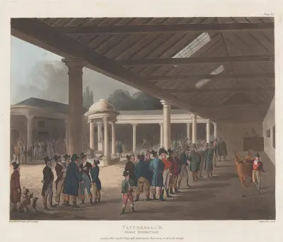 Tattersall’s, Horse Repository, Hyde Park Corner. av Thomas Rowlandson
