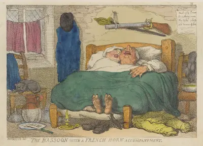 The bassoon with a French horn accompanyment, Thomas Rowlandson