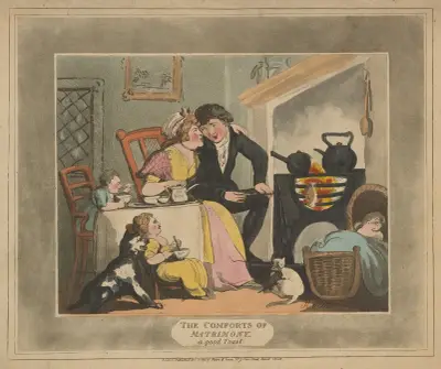 Äktenskapets bekvämligheter. En god skål av Thomas Rowlandson