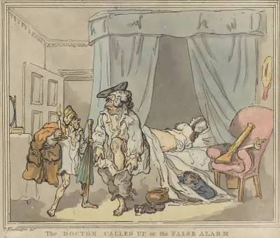 Doktorn tillkallad eller falsklarmet av Thomas Rowlandson