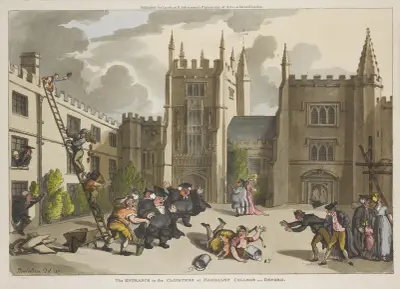 Ingången till klostergången vid Magdalen College – Oxford av Thomas Rowlandson