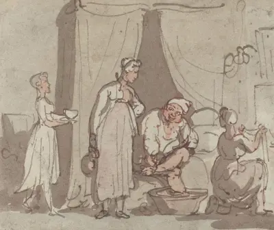The Foot Bath (Drying Out) av Thomas Rowlandson