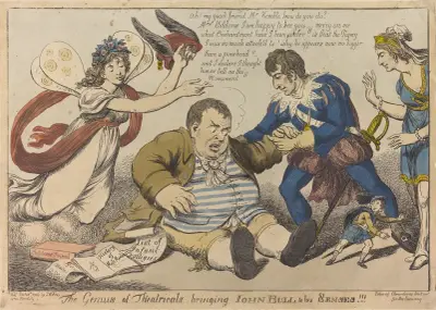 The Genius of Theatricals bringing John Bull to his senses!!!., Thomas Rowlandson