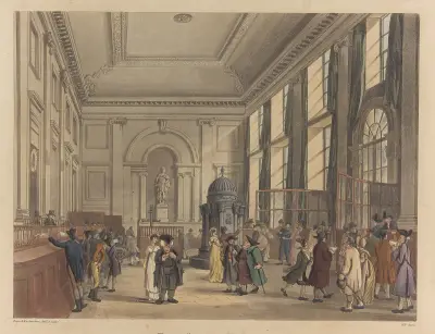 The Great Hall, Bank of England, Thomas Rowlandson