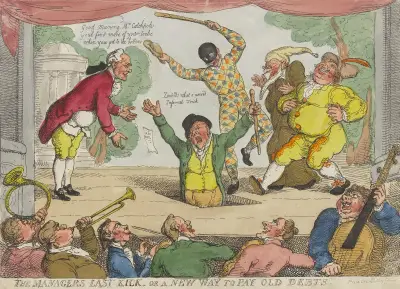 The managers last kick, or a new way to pay old debts av Thomas Rowlandson