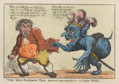 The new property tax paying his respects to John Bull, Thomas Rowlandson