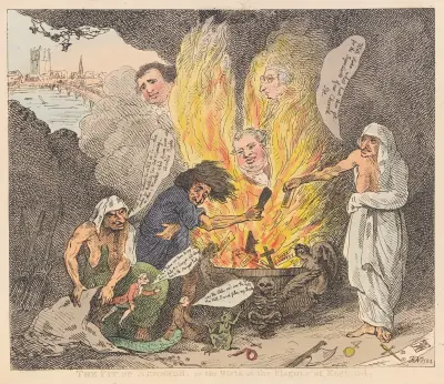 The Pit of Acheron, or the birth of the plagues of England av Thomas Rowlandson