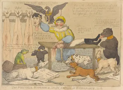 Den politiska slaktaren eller Spanien styckar Buonaparte, till nytta för grannarna av Thomas Rowlandson
