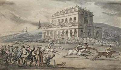 The Rev. Dr. Syntax Loses his Money on the Raceground at York av Thomas Rowlandson