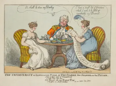 The Triumverate of Gloucester Place, or the Clarke, the Soldier, and the Taylor, Thomas Rowlandson