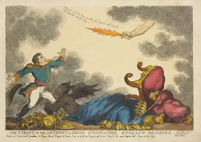 The tyrant of the continent is fallen, Europe is free, England rejoices, Thomas Rowlandson