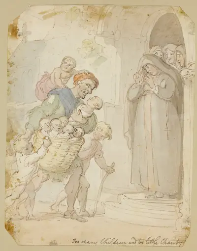 Too many children and too little charity., Thomas Rowlandson